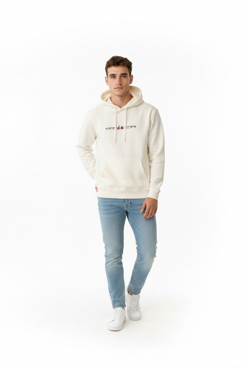 SUDADERA CAPUCHA COORDENADAS LA VESPITA BEIG