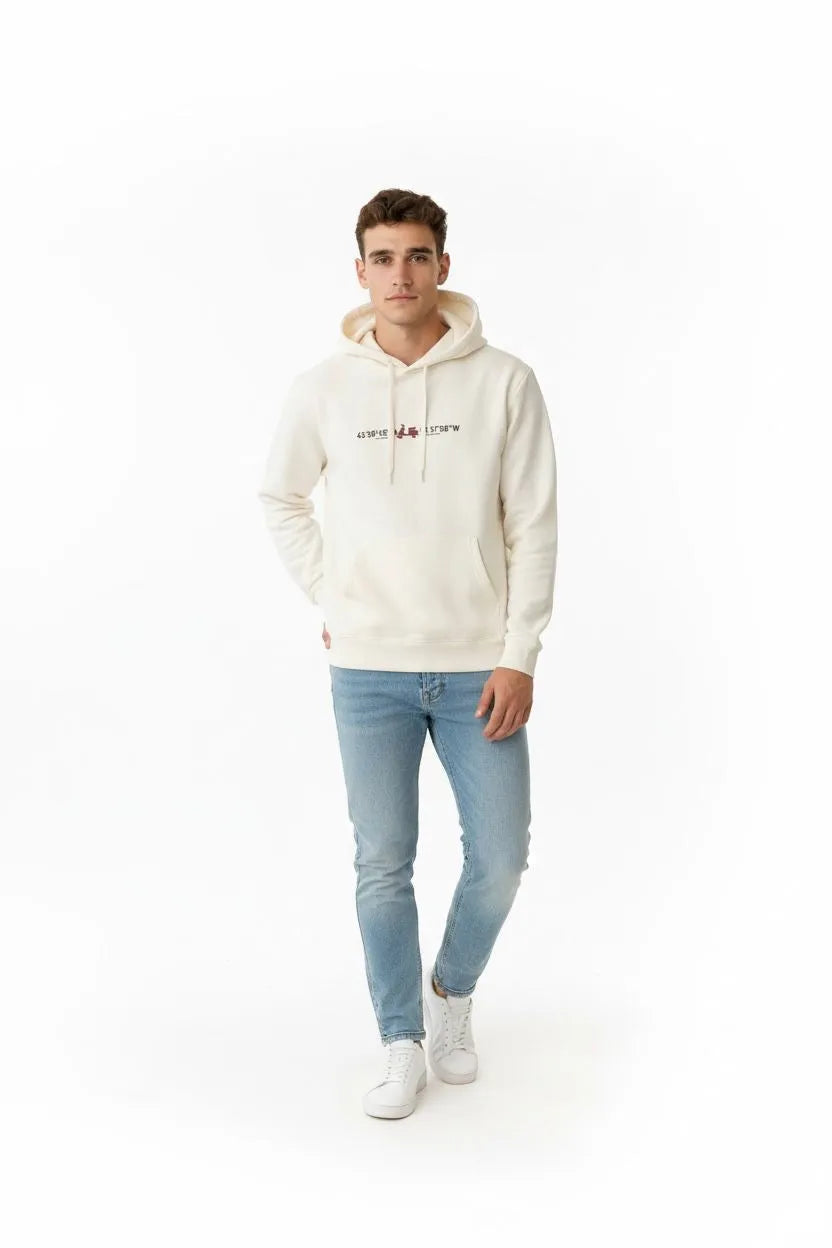 SUDADERA CAPUCHA COORDENADAS LA VESPITA BEIG