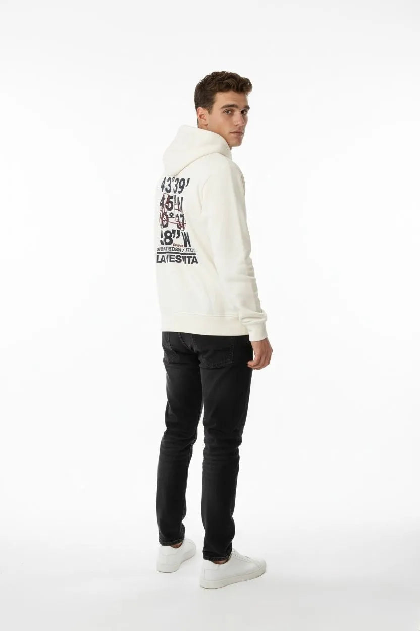 SUDADERA CAPUCHA COORDENADAS LA VESPITA BEIG