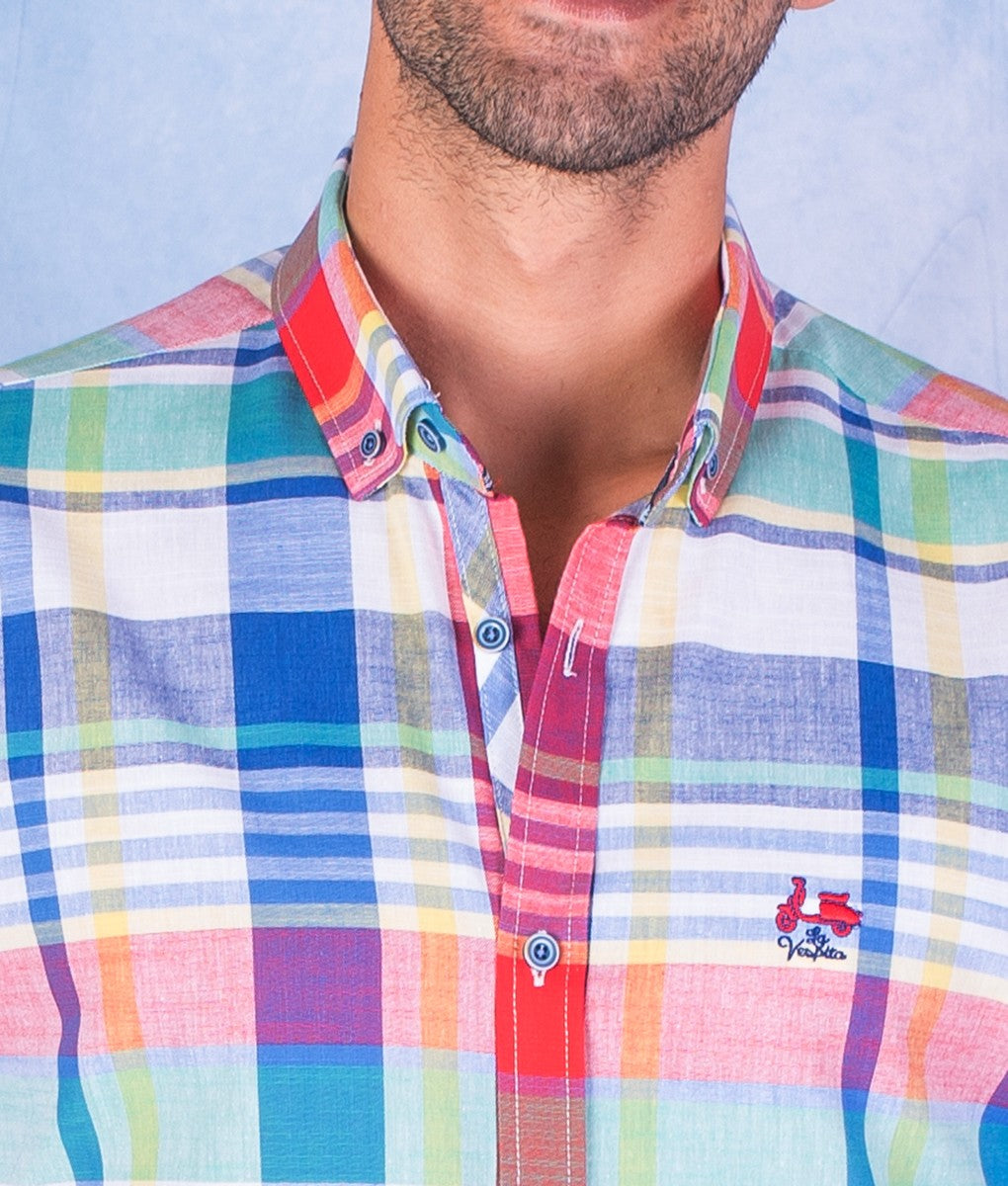 CAMISA CUADRO 24 LA VESPITA ROJO
