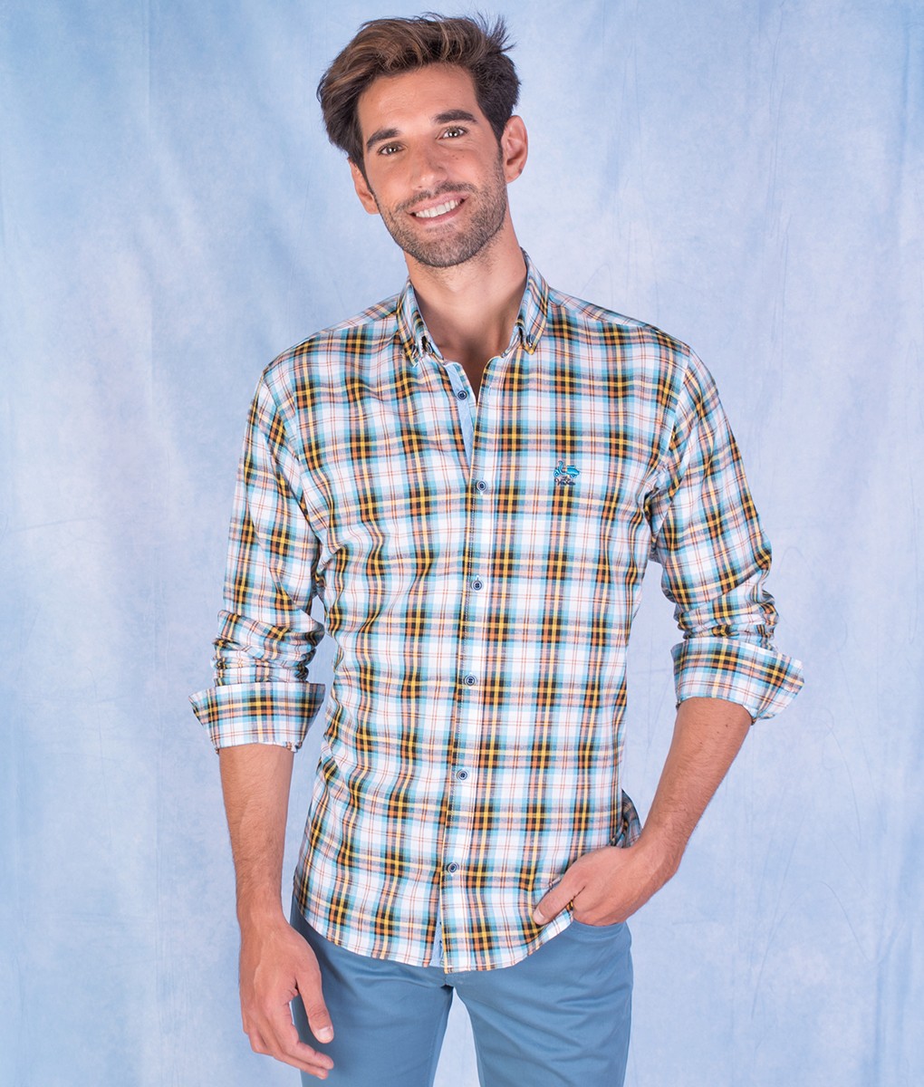 CAMISA CUADRO BOSE LA VESPITA MOSTAZA