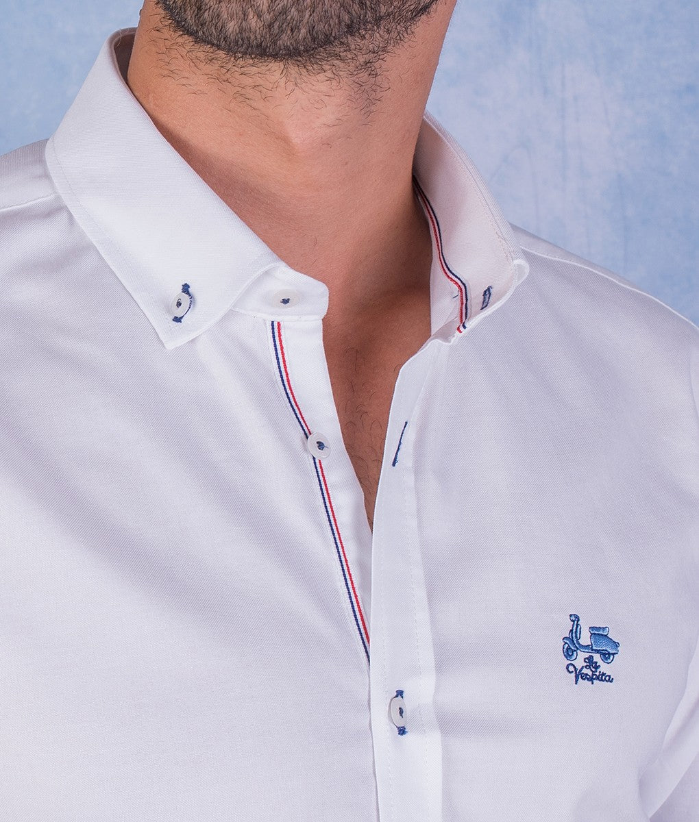 CAMISA OXFORD LISTAS LA VESPITA BLANCO