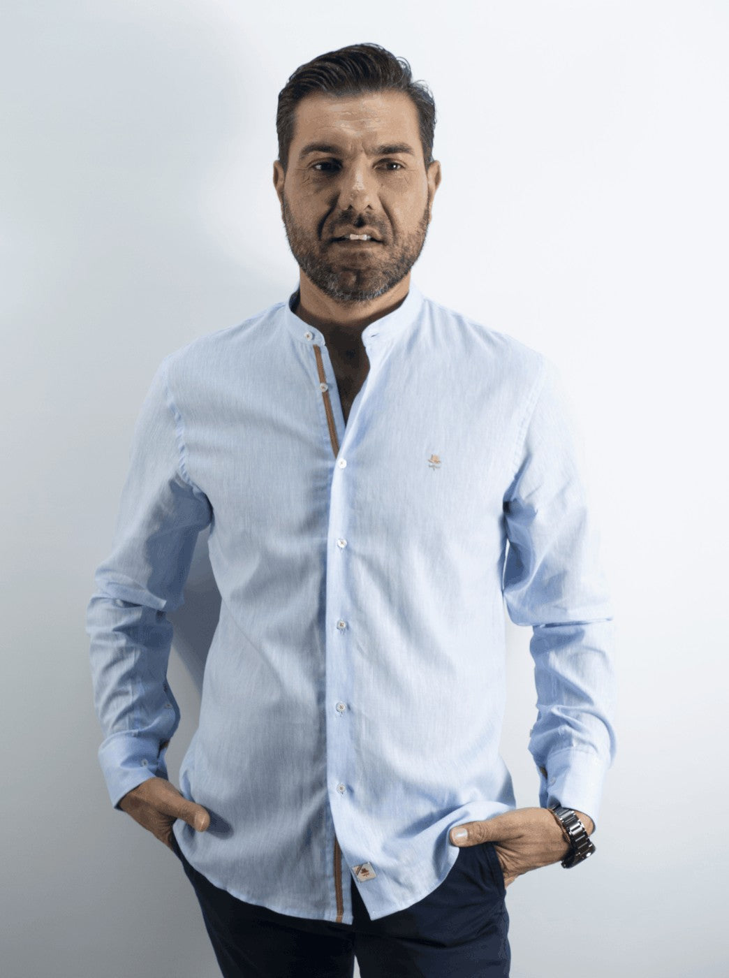 CAMISA C/MAHO KST  CELESTE