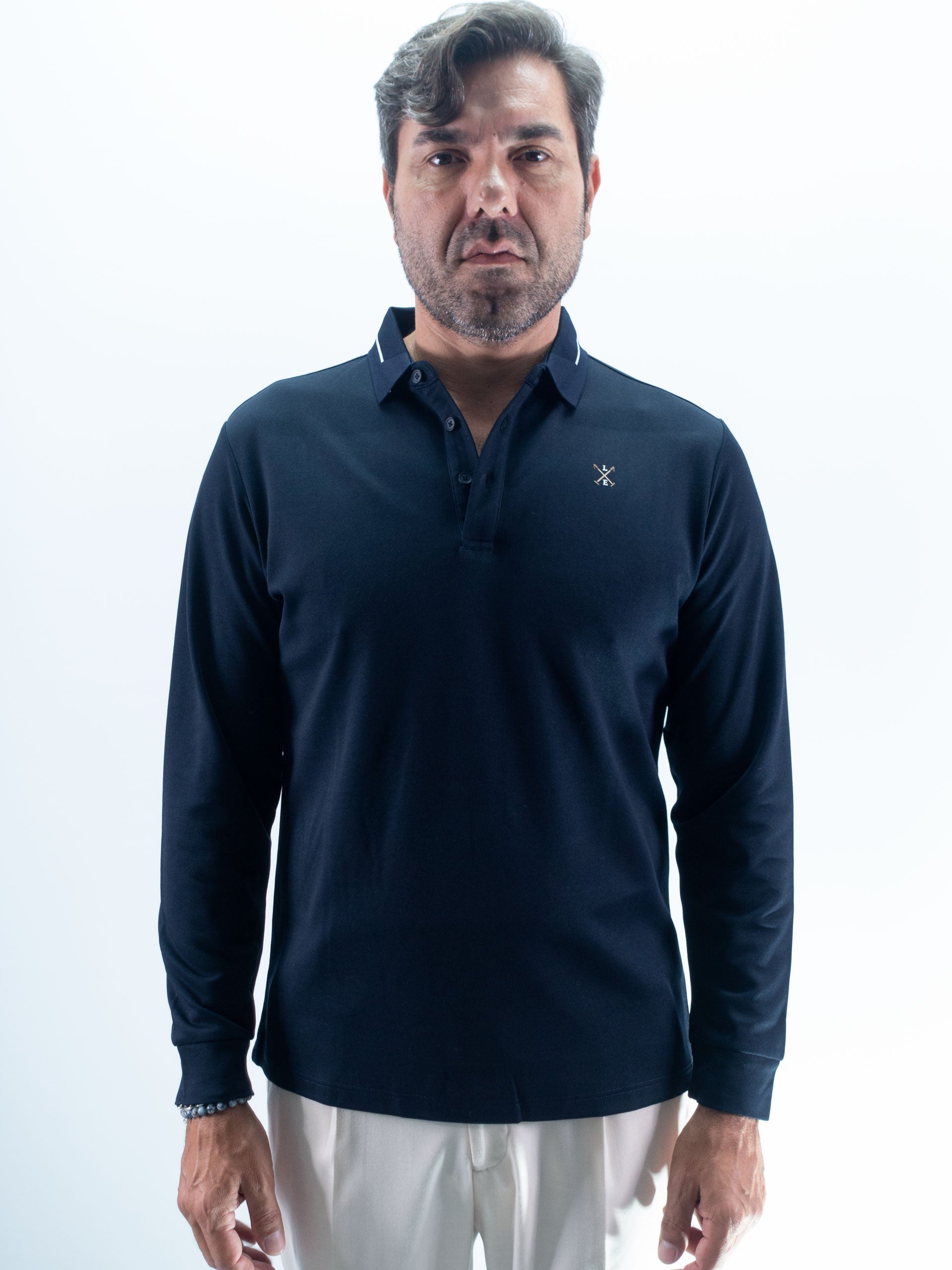 POLO MANGA LARGA LISO LA ESPAÑOLA MARINO