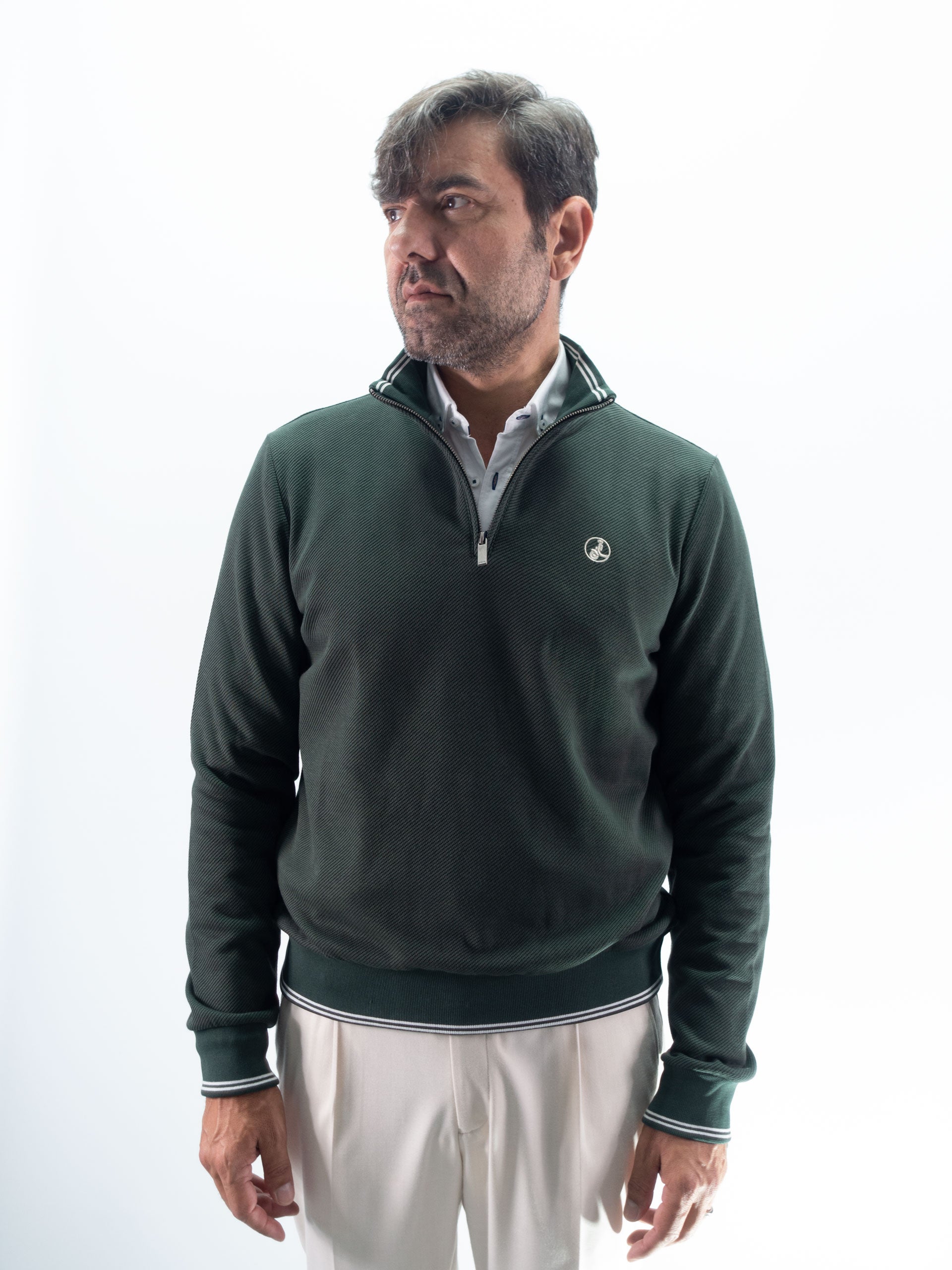 SUDADERA CREMALLERA TWILL LA VESPITA VERDE