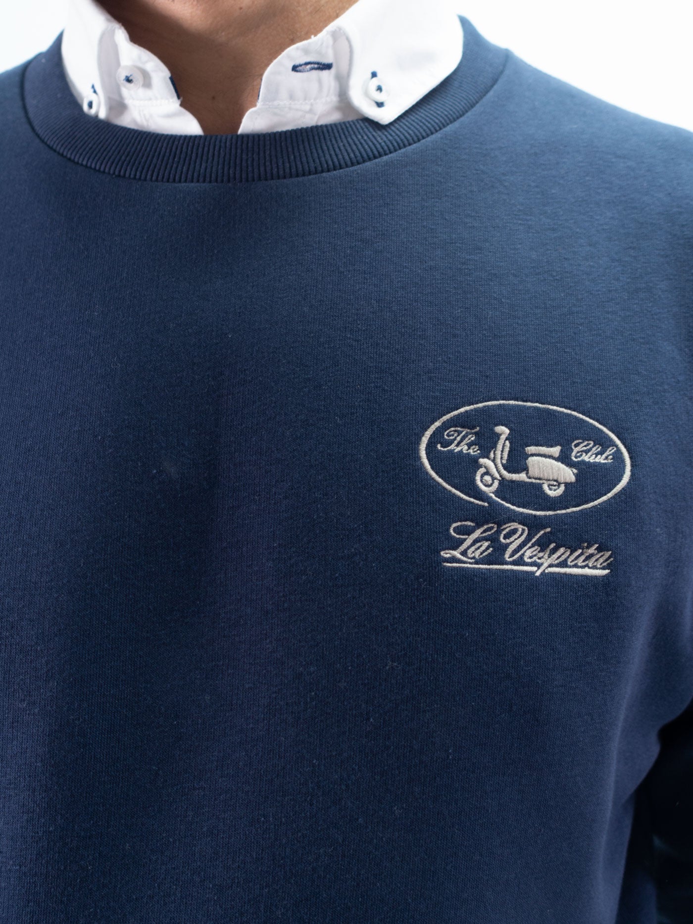 SUDADERA CUELLO CAJA LOGO LA VESPITA MARINO
