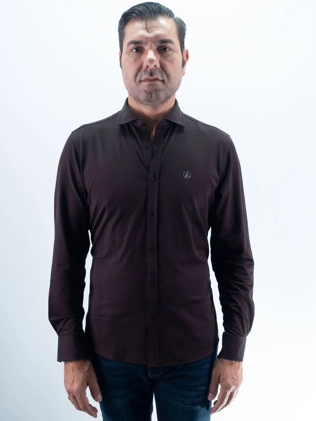 CAMISA LICRA BASIC LA VESPITA CHOCOLATE